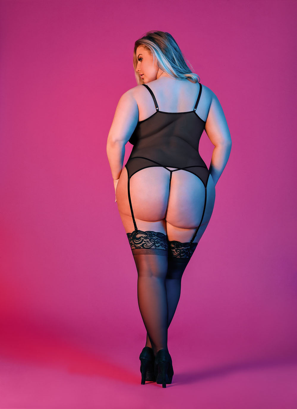 Sexy Time Merry Widow and G-String Set - Black - 1x-3x