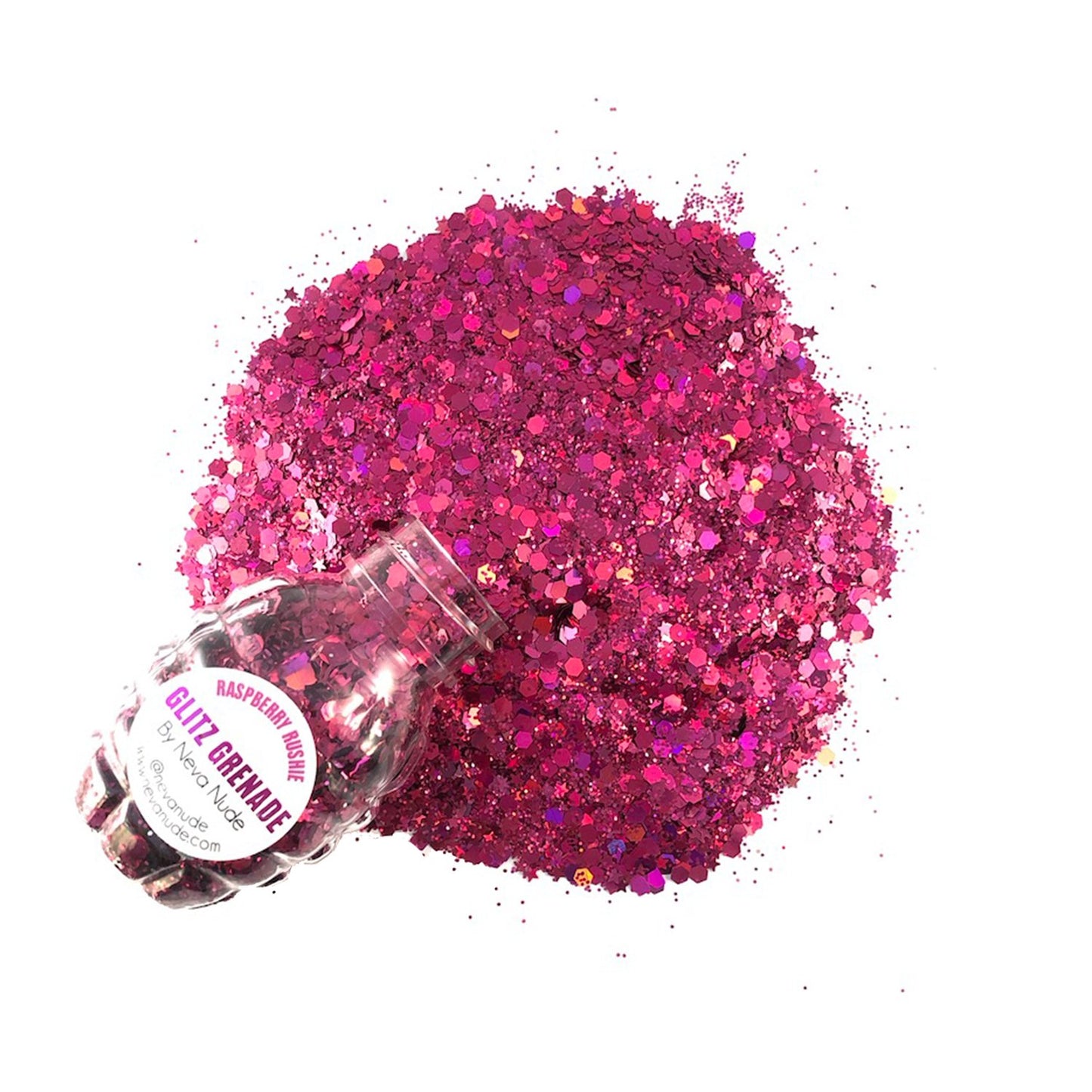"Raspberry Rushie Cosmetic Glitter Glitz Grenade Keychain in Aloe Gel NN-GG-RR-08A"