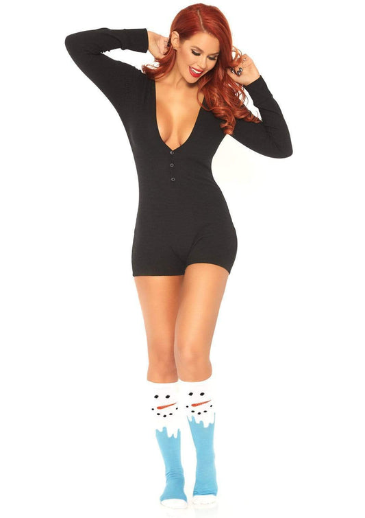 Brushed Rib Romper - Small/ Medium - Black