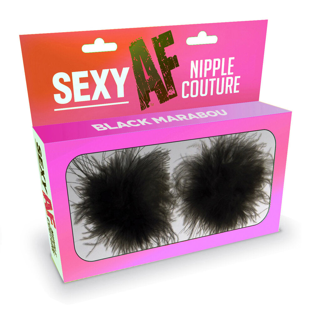 "Sexy Af Nipple Couture Black Marabou LG-NV205"