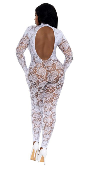 Gloved Bodystocking Dmnd - Qs - White