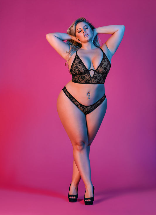 "Sexy Time Underwire Bralette and Panty Set - Black - 1x-3x MS-M195BLK2XL"