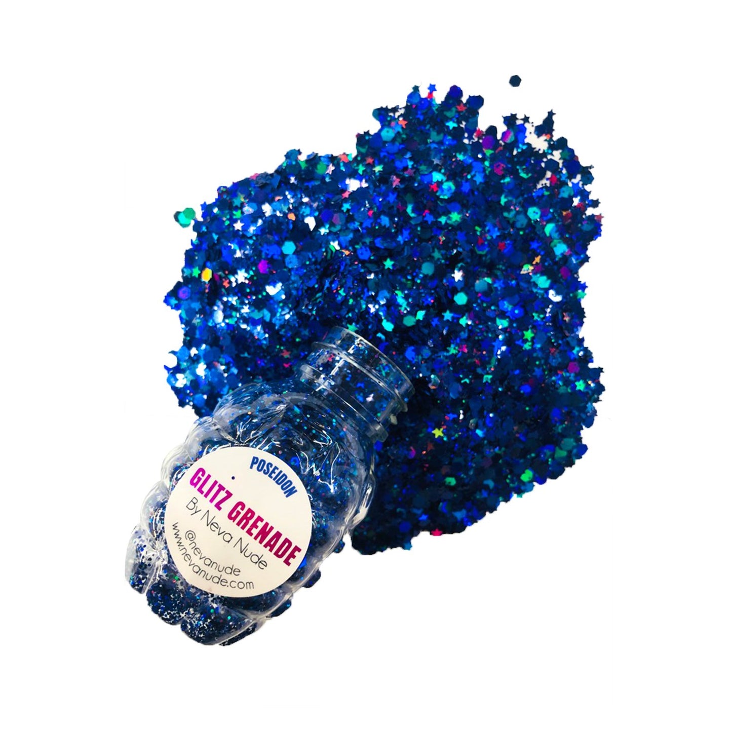 "Poseidon Blue Cosmetic Glitter Glitz Grenade Keychain in Aloe Gel NN-GG-PO-04A"