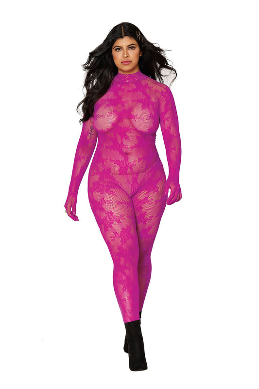 "Bodystocking With Finger Gloves - Queen Size - Azalea DG-0416AZAQ"