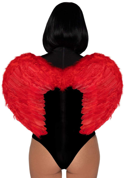 Marabou Trimmed Feather Wings - Red