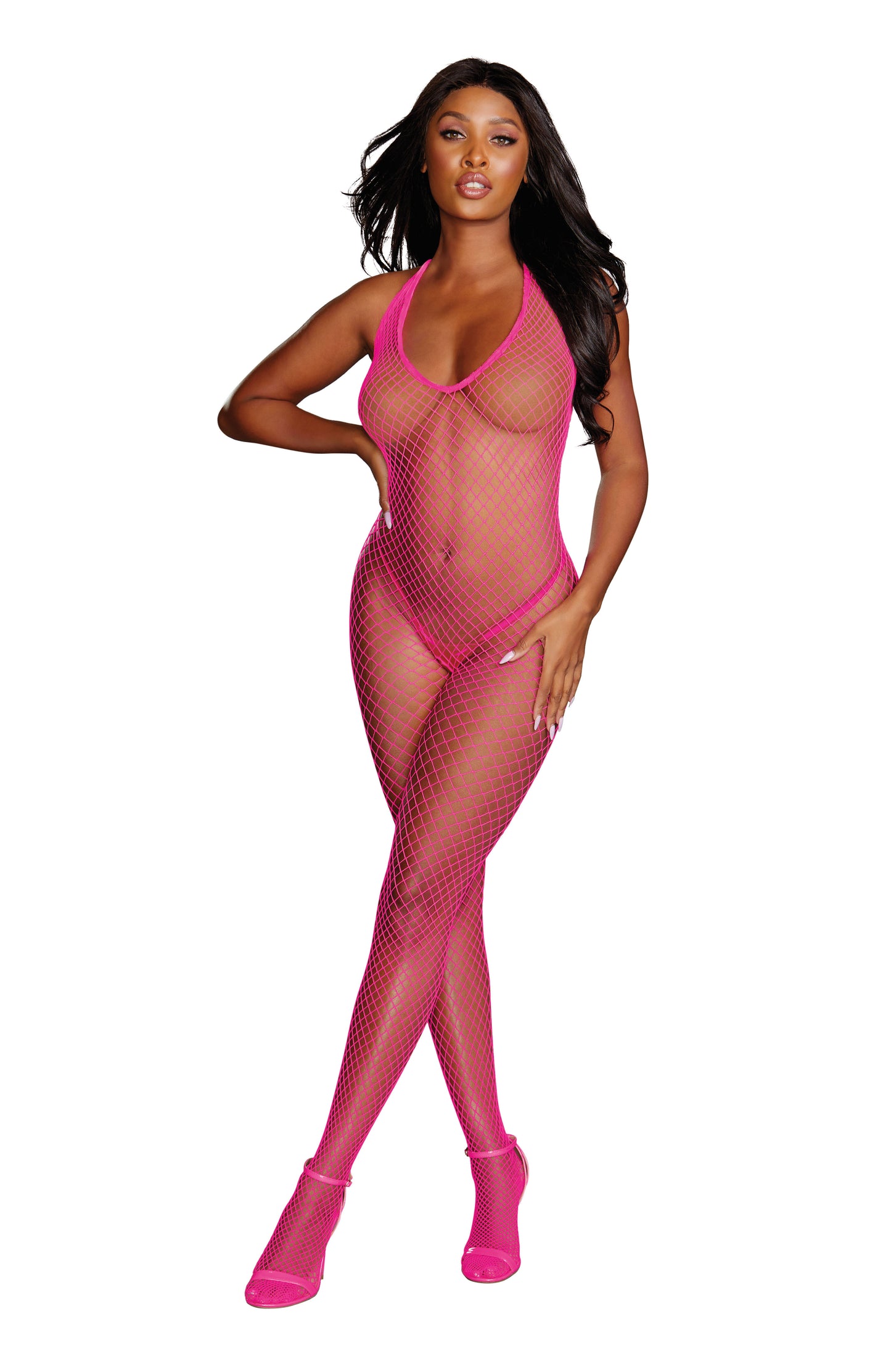 "Diamond Net Bodystocking - One Size - Neon Pink DG-0079NNPKOS"