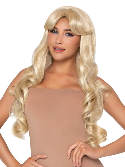 "25 Curtain Bang Wavy Wig Blonde LA-A2723"