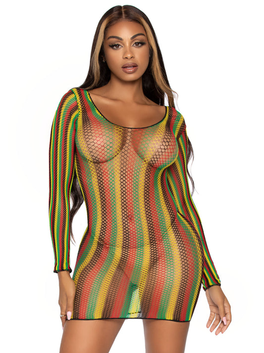"Rasta Net Mini Dress - One Size LA-86959"