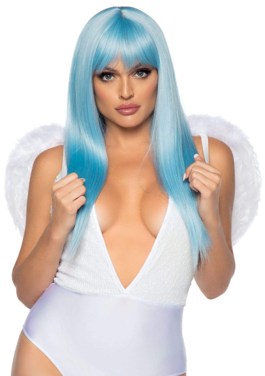 "Marabou Trimmed Feather Wings - White LA-2775WHT"