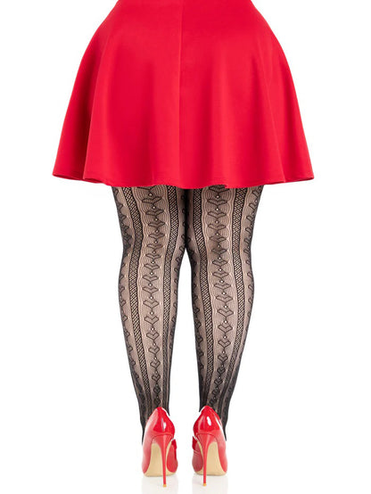 Plus Sweetheart Striped Tights Black Red