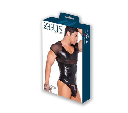 Wet Look T-Shirt - One  Size - Black