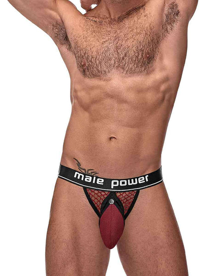 Cock Pit Net Cock Ring Jock - L/ XL - Burgundy