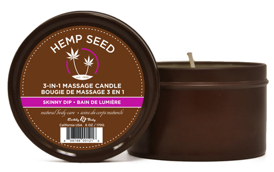 "Hemp Seed 3-in-1 Massage Candle - Skinny Dip - 6 Oz. EB-HSC021"