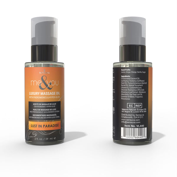 Me and You Massage Oil Lust in Paradise 2oz Pheromone Infused