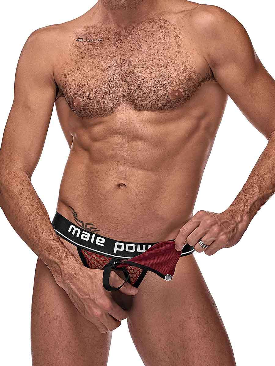 Cock Pit Net Cock Ring Jock - L/ XL - Burgundy