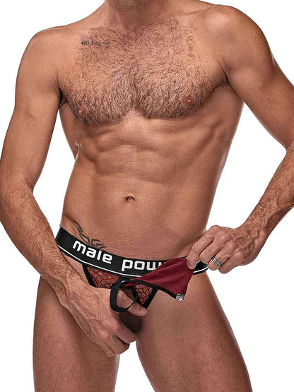 Cock Pit Net Cock Ring Jock - L/ XL - Burgundy