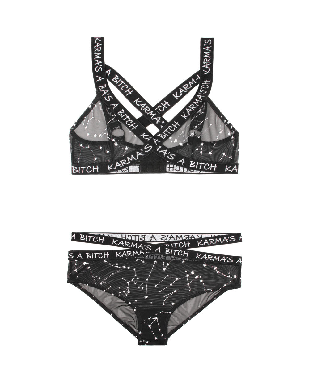 Karma's a Bitch Bralette and Cutout Panty Set - Black - M/l