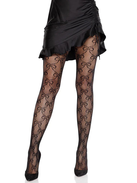 "Bow Babe Net Tights O/s - Black LA-9236BLKOS"