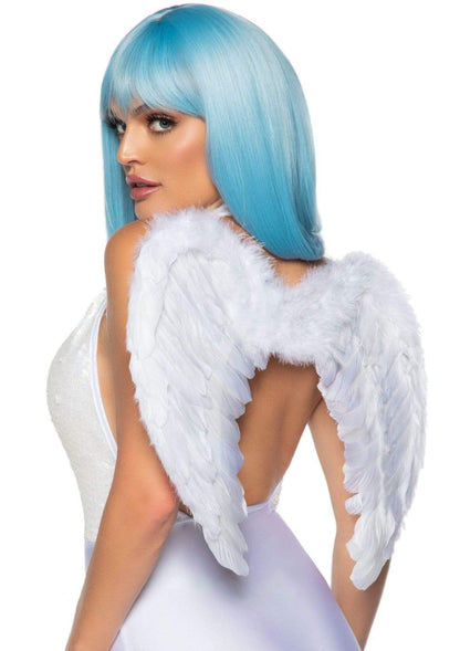 Marabou Trimmed Feather Wings - White