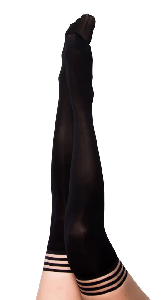 "Danielle - Black Opaque Thigh High - Size a - Black KX-1319A-BLK-A"