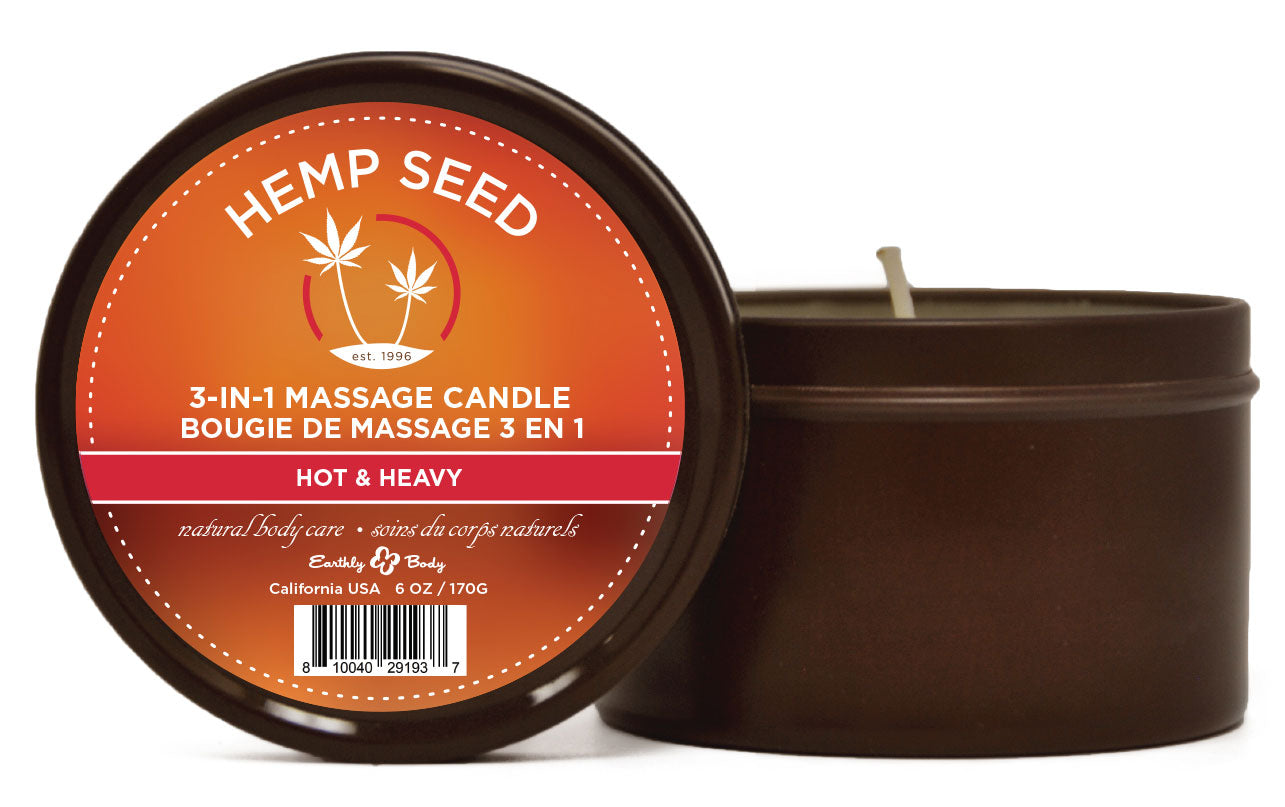 "3 in 1 Massage Candle - Hot and Heavy - 6 Oz  - Hemp Seed EB-HSCS021C"