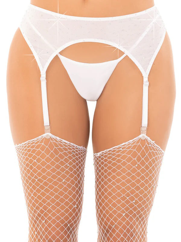 "Rhinestone Garter Belt O/s - White LA-8886WHTOS"