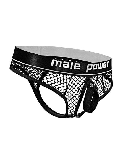 Cock Pit Net Cock Ring Thong - L/ XL - Black
