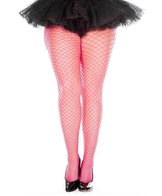 "Mini Diamond Net Spandex Pantyhose - Queen Size - Hot Pink ML-9030Q-HTPNK"