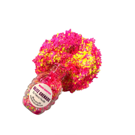 "Mayan Raveress Neon Uv Cosmetic  Glitter Glitz Grenade Keychain in Aloe Gel NN-GG-MR-12A"