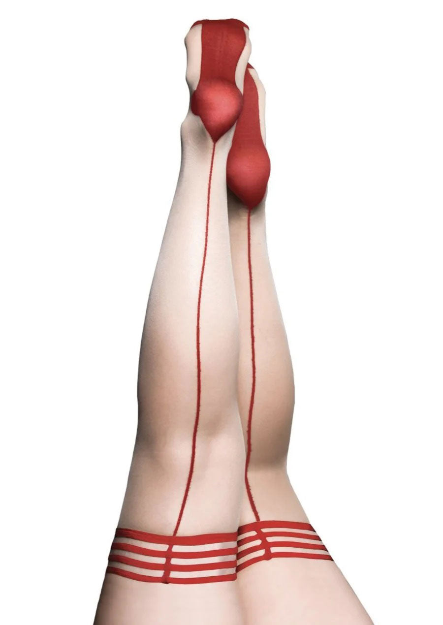"Whitney -Red Back Seam Thigh High - Size a - Nude KX-1334A-NUD-A"