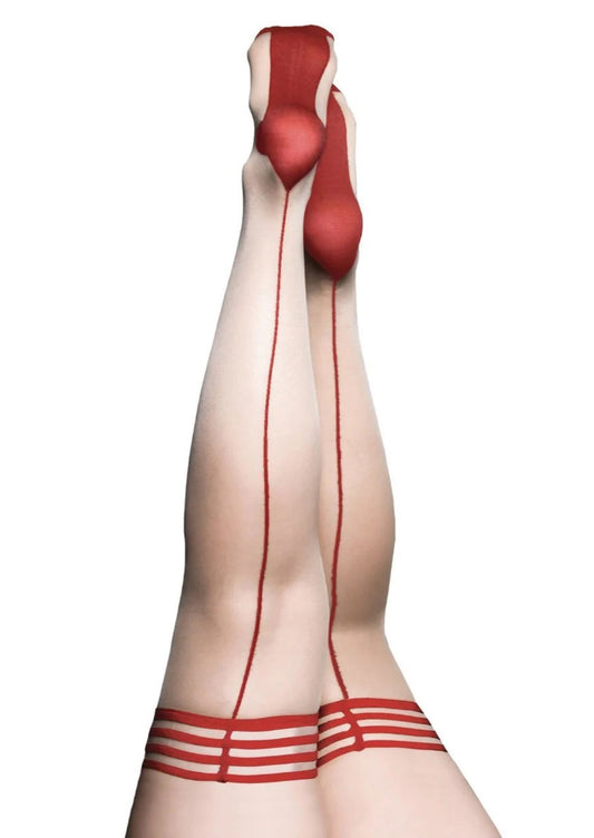 "Whitney -Red Back Seam Thigh High - Size a - Nude KX-1334A-NUD-A"