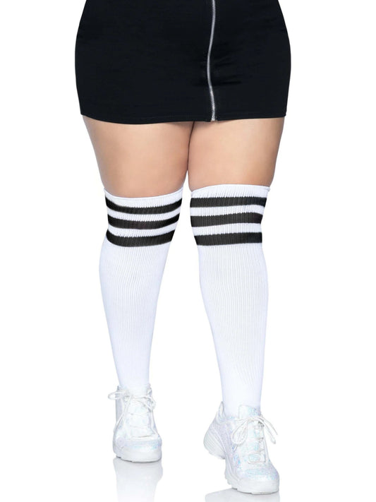 "Over the Knee Athletic Socks - 1x/2x - White/black LA-5627XWHTBLK"