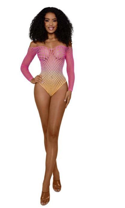 "Ombre Net Bodystocking - Os - Tropical Peach DG-14092TPOS"