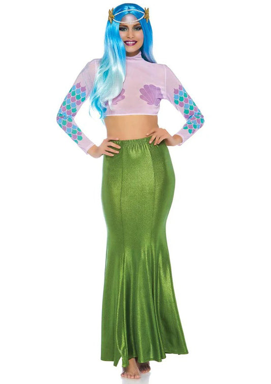 "Shimmer Spandex Mermaid Costume Maxi Skirt - Small-Medium - Green LA-86771GRNSM"