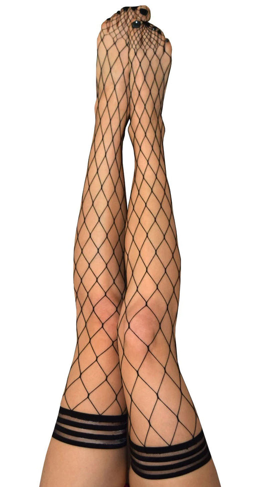 "Michelle - Fishnet Thigh High - Size B - Black KX-1324B-BLK-B"