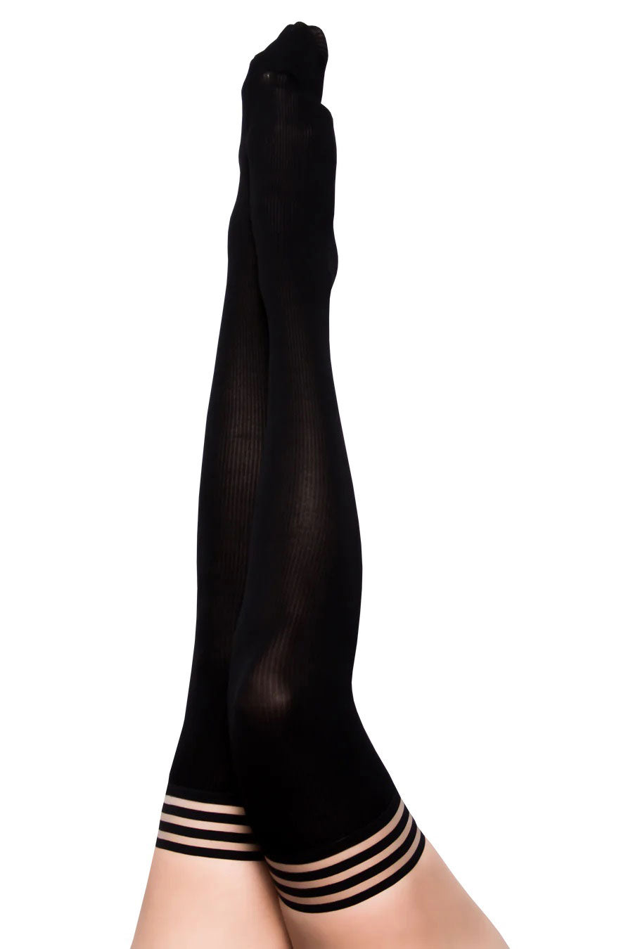 "Dana Lynn - Ribbed Thigh High - Size C - Black KX-1303C-BLK-C"