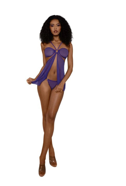 "Babydoll Set With Panty - Os - Ultra Violet DG-14307UVOS"