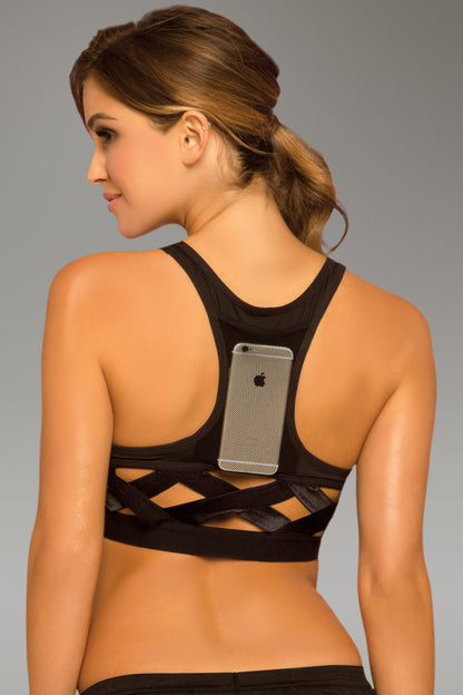 Strike Score More Sports Bra With Netting Inserts  - Large -  Black