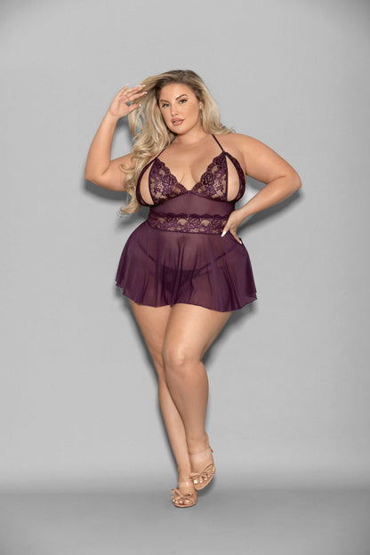 "Shorty Babydoll - Queen Size - Plum ES-2183XPLUMQ"