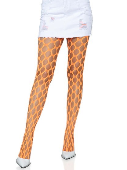 Jumbo Pothole Net Tights - Neon Orange - One Size