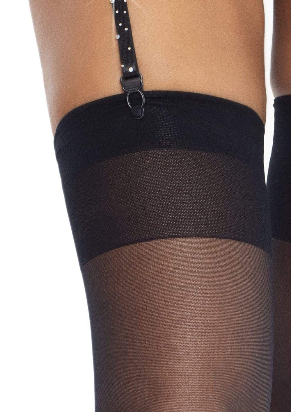 Black garter belt with a hook on a white background