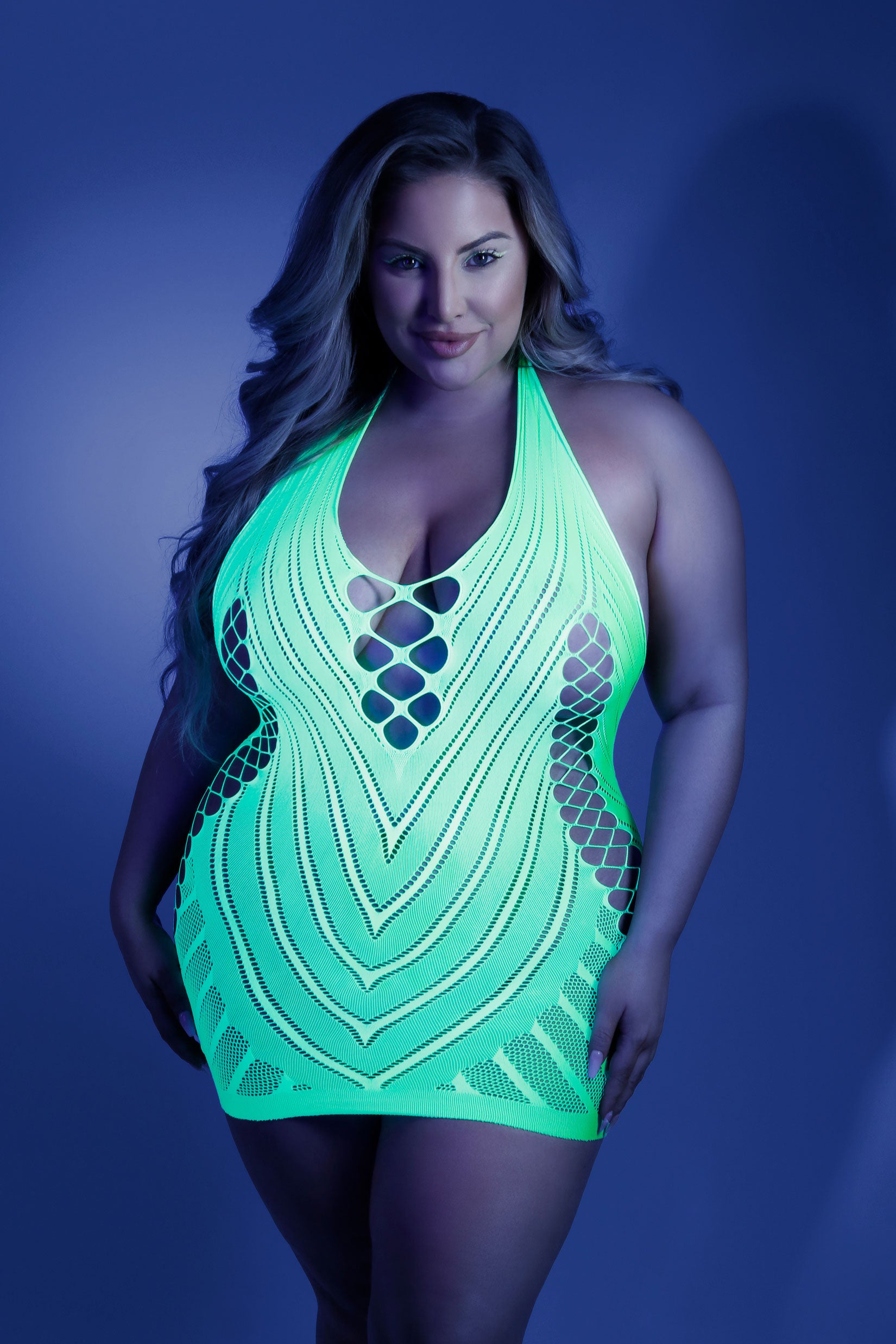 "Shock Value Halter Dress - Queen - Neon Green FL-GL2108-QS-B"