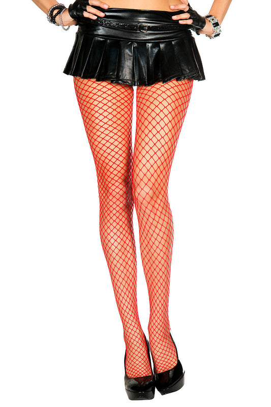 "Mini Diamond Net Spandex Pantyhose - One Size - Red ML-9030-RED"