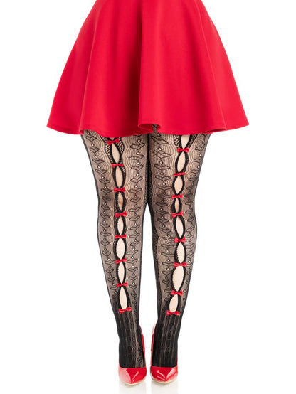 "Plus Sweetheart Striped Tights Black Red LA-9733XBRD1X2"