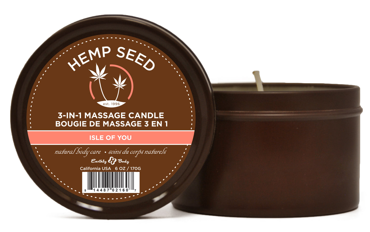 "Hemp Seed 3-in-1 Massage Candle - Isle of You - 6 Oz. EB-HSC052"