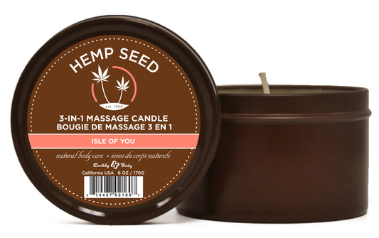 "Hemp Seed 3-in-1 Massage Candle - Isle of You - 6 Oz. EB-HSC052"