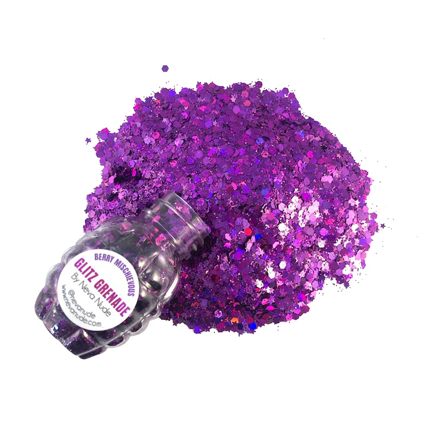 "Berry Mischievous Cosmetic Glitter Glitz Grenade Keychain in Aloe Gel NN-GG-BM-11A"