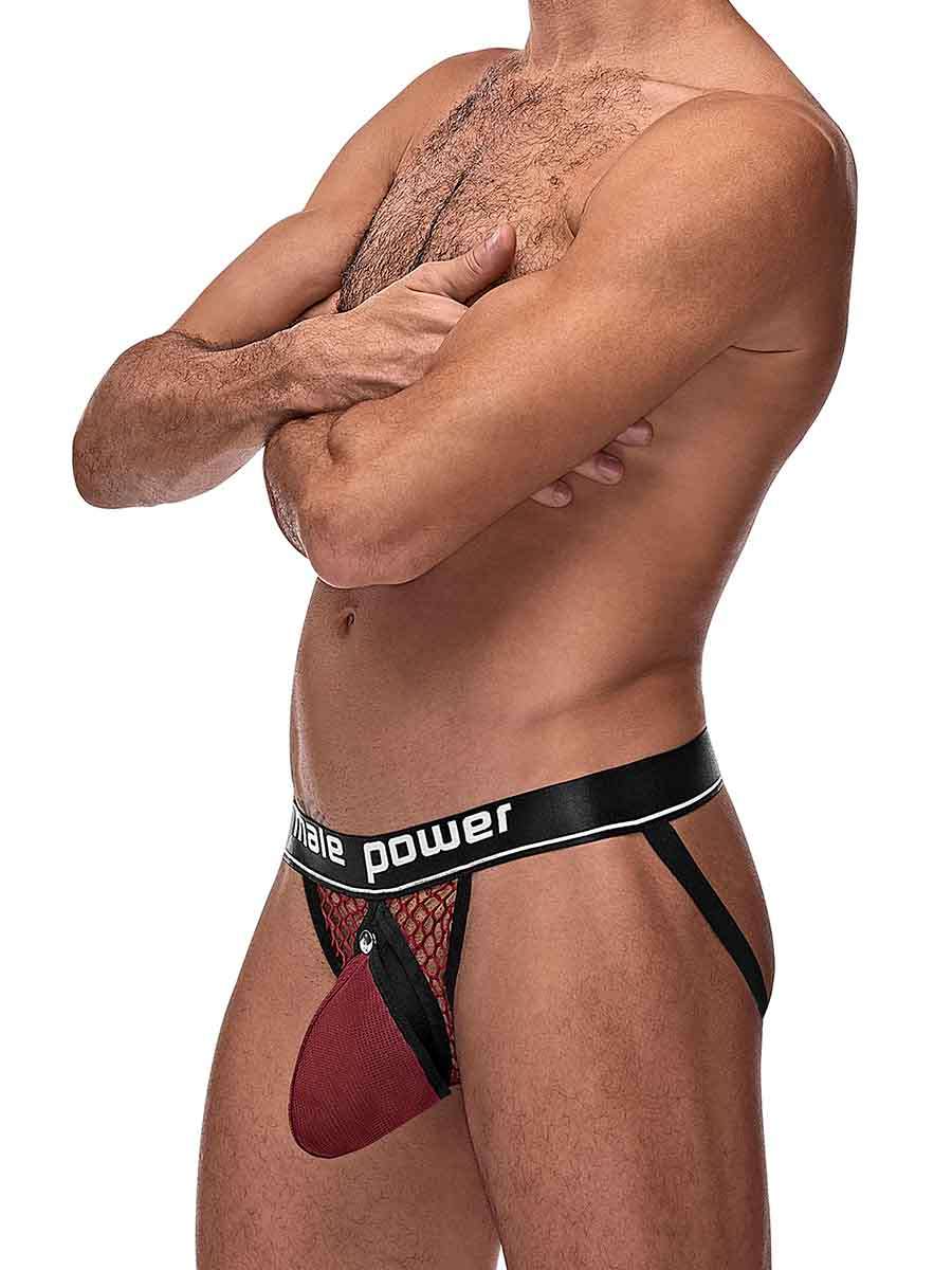Cock Pit Net Cock Ring Jock - L/ XL - Burgundy