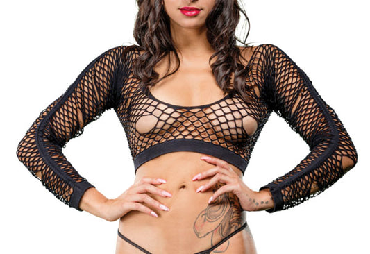 Mixed Hole Design Crotchless Leggings - One Size - Black