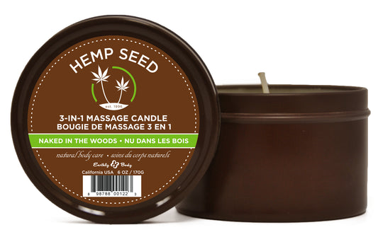 "Hemp Seed 3-in-1 Massage Candle - Naked in the Woods - 6 Oz. EB-HSC022"
